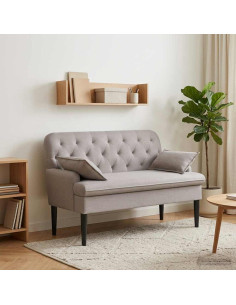 Loveseat con bottoni imbottiti Tortora 111 x 68 x 80 cm Tessuto