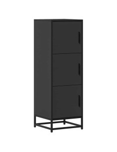 Credenza Nera 35,5x35x106,5 cm Legno Multistrato Metallo 2