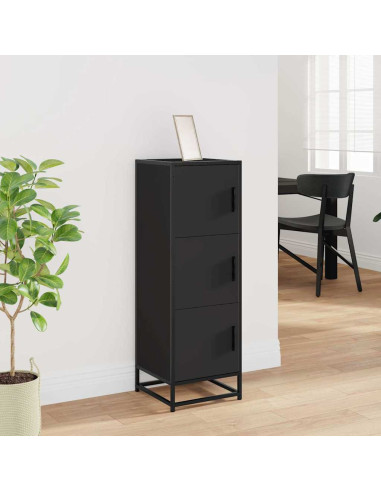 Credenza Nera 35,5x35x106,5 cm Legno Multistrato Metallo