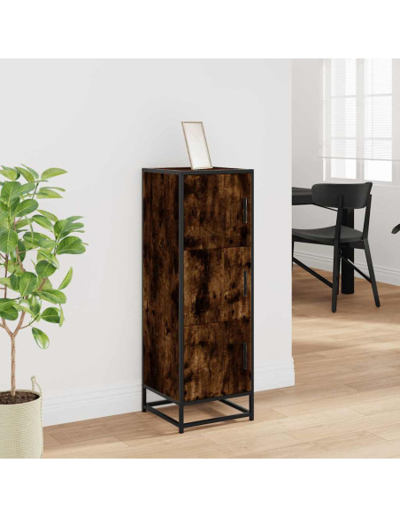 Credenza Rovere Fumo 35,5x35x106,5 cm Legno Multistrato Metallo