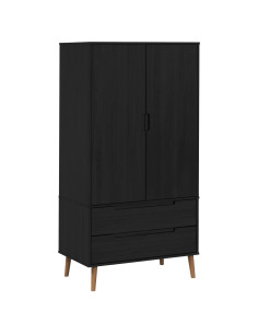 Guardaroba MOLDE Nero 90 x 55 x 175 cm Legno Massello di Pino 2