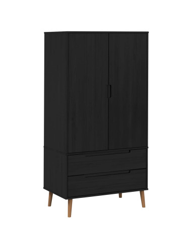 Guardaroba MOLDE Nero 90 x 55 x 175 cm Legno Massello di Pino
