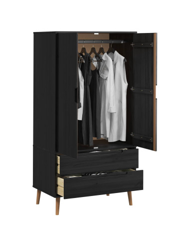 Guardaroba MOLDE Nero 90 x 55 x 175 cm Legno Massello di Pino