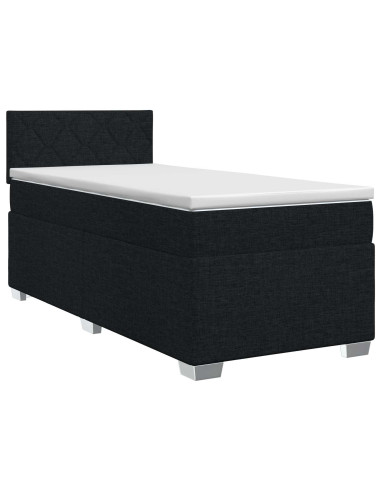 Letto box spring con materasso Nero 90 x 200 cm Tessuto