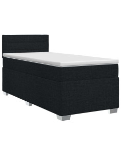 Letto box spring con materasso Nero 90 x 200 cm Tessuto