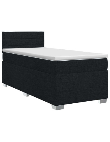 Letto box spring con materasso Nero 90 x 200 cm Tessuto