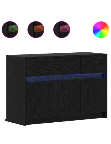 Mobile TV 91 x 34 x 61 cm Rovere Nero Legno ingegnerizzato