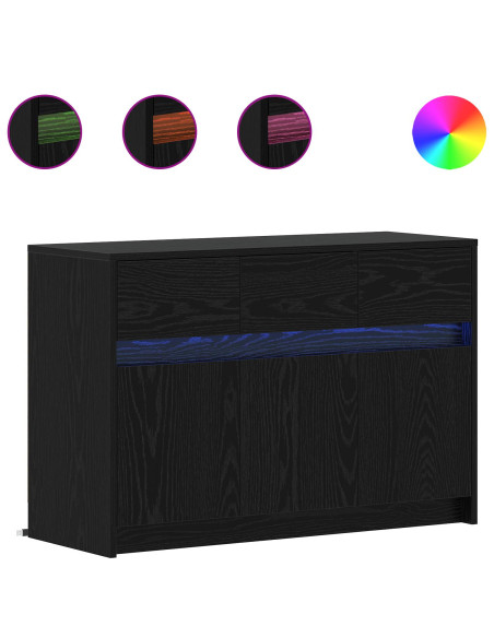 Mobile TV 91 x 34 x 61 cm Rovere Nero Legno ingegnerizzato