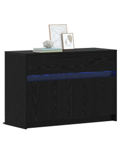 Mobile TV 91 x 34 x 61 cm Rovere Nero Legno ingegnerizzato 2