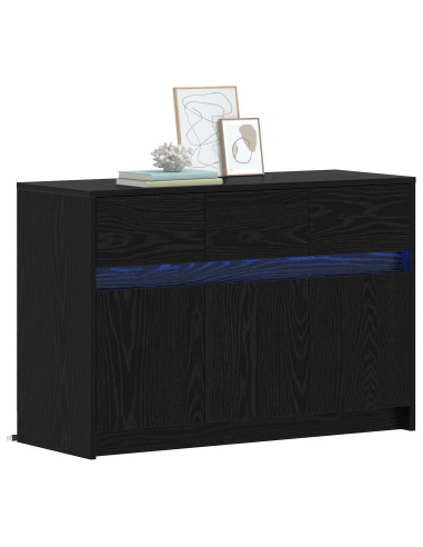 Mobile TV 91 x 34 x 61 cm Rovere Nero Legno ingegnerizzato