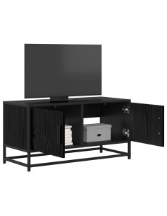 Mobile TV 80 x 34,5 x 40 cm Rovere Nero Legno ingegnerizzato 2