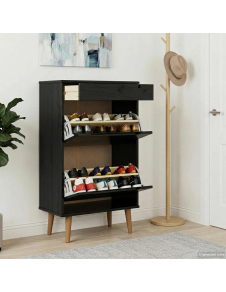Mobile per scarpe MOLDE 59,5 x 35 x 103 cm Nero