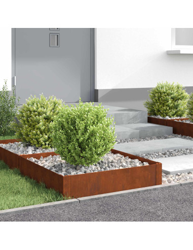 Bordura per Prato 4 pcs 60 x 60 x 20 cm Acciaio Ruggine