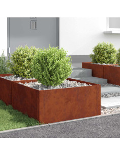 Bordura per Prato 4 pcs 60 x 60 x 35 cm Acciaio Ruggine