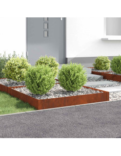 Bordura per Prato 4 pcs 100 x 100 x 20 cm Acciaio Ruggine