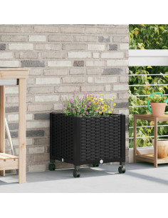 Vaso da Giardino con Ruote Nero 40 x 40 x 44 cm PP