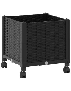Vaso da Giardino con Ruote Nero 40 x 40 x 44 cm PP 2