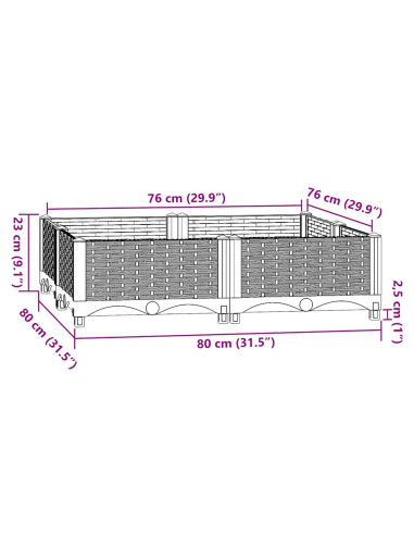 Fioriera Rialzata 80x80x23 cm in Polipropilene