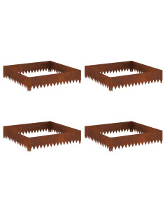 Bordura per Prato 4 pcs 100 x 100 x 20 cm Acciaio Ruggine 2