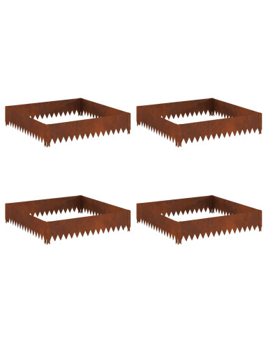Bordura per Prato 4 pcs 100 x 100 x 20 cm Acciaio Ruggine