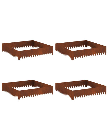 Bordura per Prato 4 pcs 100 x 100 x 20 cm Acciaio Ruggine