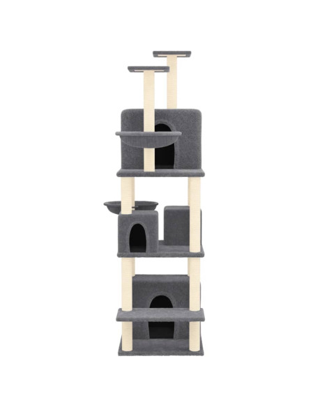 Albero per Gatti con Tiragraffi in Sisal Grigio Scuro 180 cm