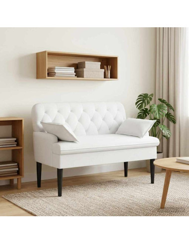 Loveseat con bottoni imbottiti Bianco 111 x 68 x 80 cm Tessuto