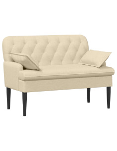 Loveseat con bottoni imbottiti Crema 111 x 68 x 80 cm Tessuto 2