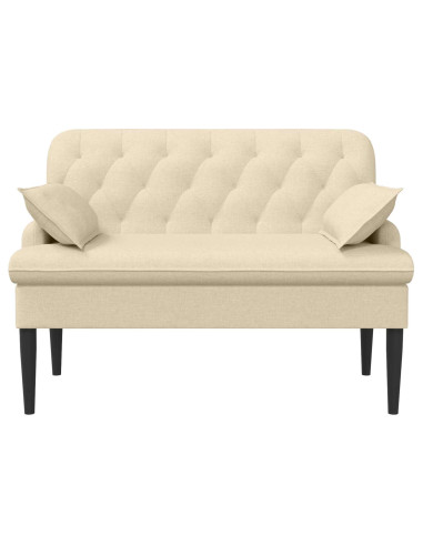 Loveseat con bottoni imbottiti Crema 111 x 68 x 80 cm Tessuto