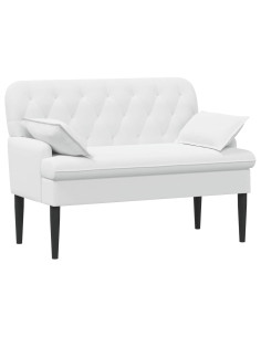 Loveseat con bottoni imbottiti Bianco 111 x 68 x 80 cm Tessuto 2