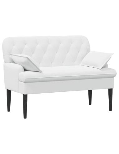 Loveseat con bottoni imbottiti Bianco 111 x 68 x 80 cm Tessuto