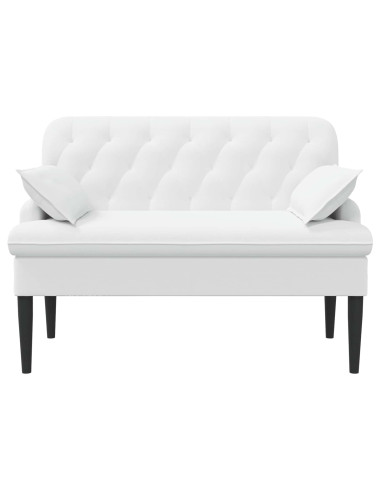 Loveseat con bottoni imbottiti Bianco 111 x 68 x 80 cm Tessuto