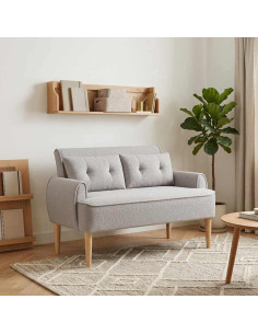 Loveseat con bottoni imbottiti Grigio Chiaro 117 x 67 x 77 cm