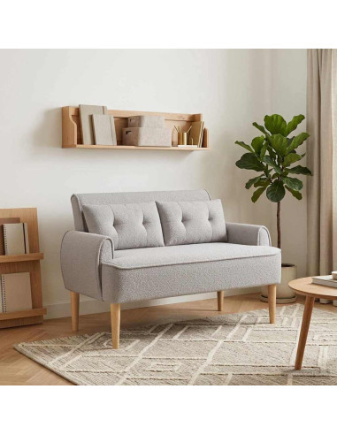 Loveseat con bottoni imbottiti Grigio Chiaro 117 x 67 x 77 cm