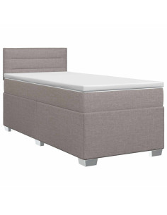Letto box spring con materasso Tortora 90 x 190 cm Tessuto