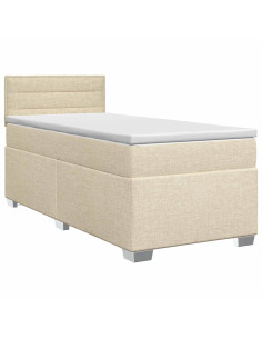 Letto box spring con materasso Crema 90 x 190 cm Tessuto