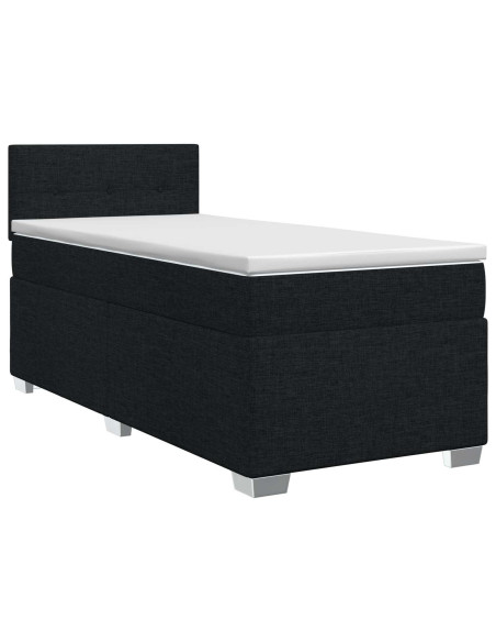 Letto box spring con materasso Nero 90 x 190 cm Tessuto