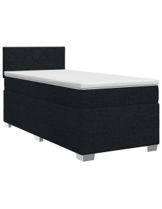 Letto box spring con materasso Nero 90 x 190 cm Tessuto