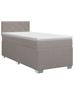 Letto box spring con materasso Tortora 90 x 190 cm Tessuto