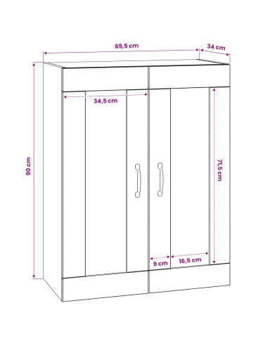 Armadietto a muro Legno antico 69,5 x 34 x 90 cm