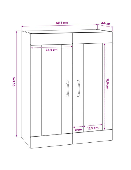 Armadietto a muro Legno antico 69,5 x 34 x 90 cm