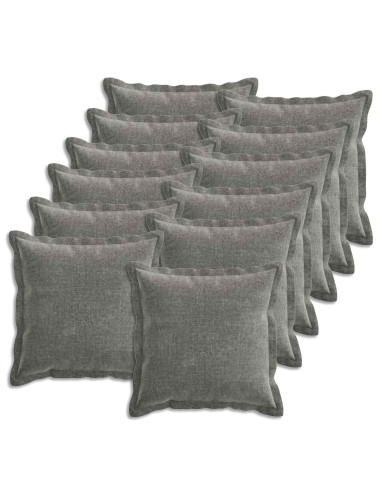 Federa 12 pcs HOUTEN Grigio Scuro 50 x 50 cm Tessuto Chenille