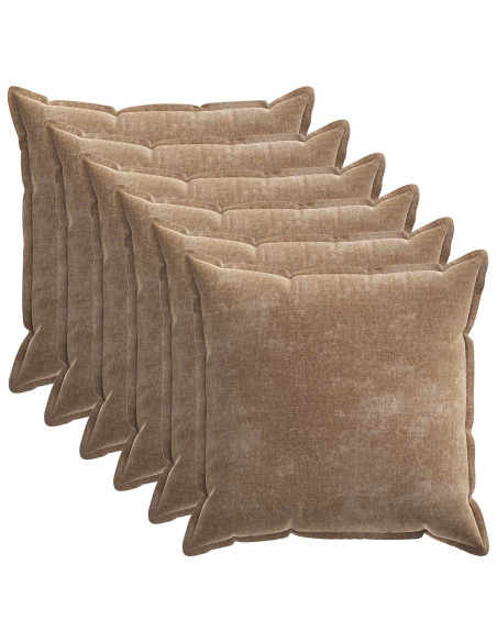 Federa 6 pcs HOUTEN Marrone 80 x 80 cm Tessuto Chenille