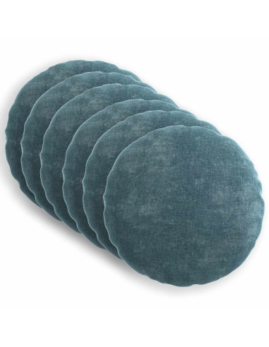 Federa 6 pcs HEERLEN Blu Ø 30 cm Tessuto Chenille