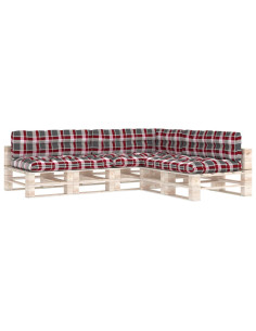 Cuscini per Divano Pallet 7 pz Rosso Motivo a Quadri