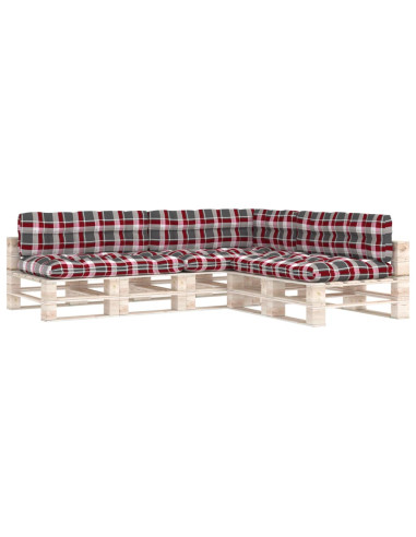 Cuscini per Divano Pallet 7 pz Rosso Motivo a Quadri