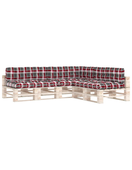 Cuscini per Divano Pallet 7 pz Rosso Motivo a Quadri