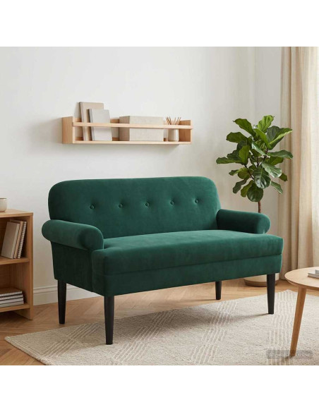 Loveseat con bottoni imbottiti Verde Scuro 120 x 66 x 78 cm