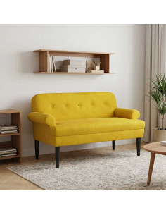 Loveseat con bottoni imbottiti Giallo 120 x 66 x 78 cm Velluto