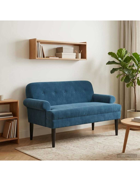 Loveseat con bottoni imbottiti Blu 120 x 66 x 78 cm Velluto